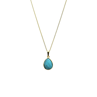 Κολιέ  Μεσαίο Δάκρυ KRAMA JEWELS  Ασήμι 925-Επιχρύσωση Briole Τυρκουάζ KK01795